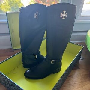 Tory Burch Adeline Black Riding Boots
